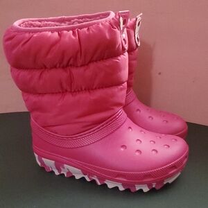 CROCS Kids Hot Pink Quilted Winter Rain & Snow Boots